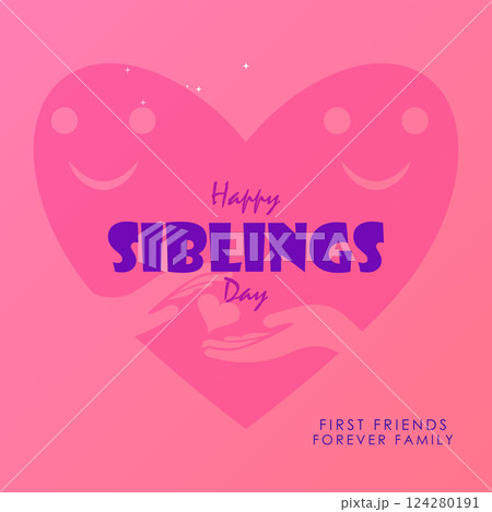 Happy Siblings Day Card with Pink Heart and Friendship Quote 124280191