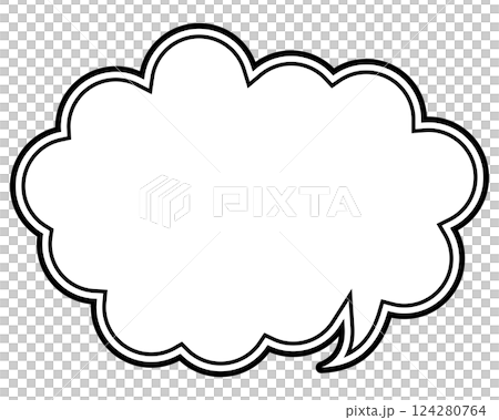 簡單的黑白雙線氣泡,圓形雲形,面向右 02 簡單的黑白雙線氣泡,圓形雲形,面向右 02 124280764