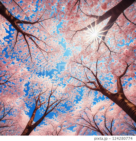 青空に広がる桜の天井 124280774