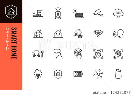 スマートホームのシンプルなラインアイコン 124281077