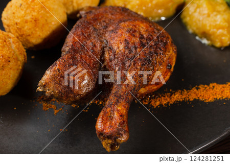 Very healthy roast duck thigh with potatoes and Very healthy roast duck thigh with potatoes and 124281251