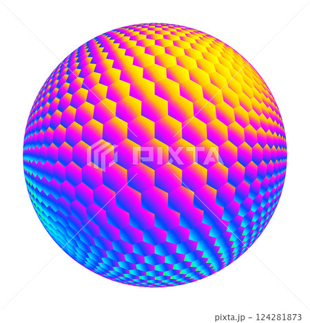 Vibrant Hexagonal Sphere with Gradient Colors Vector 124281873