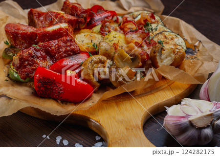 fresh beautiful smoked ribs with grilled fresh beautiful smoked ribs with grilled 124282175