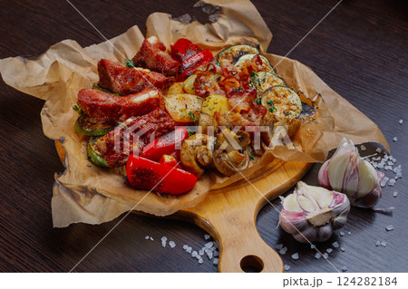 fresh beautiful smoked ribs with grilled fresh beautiful smoked ribs with grilled 124282184