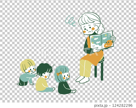 看繪本時注意力不集中的孩子－4種顏色 124282296