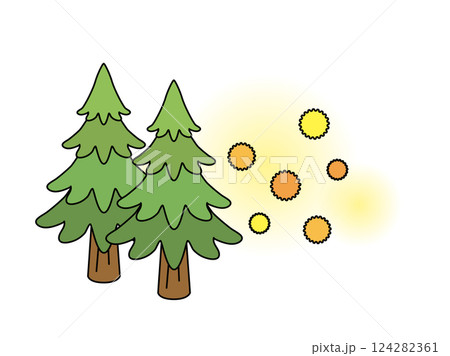 スギ花粉　花粉が飛ぶイラスト 124282361