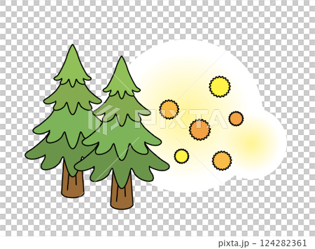 Cedar pollen - Illustration of pollen flying 124282361