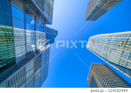 日本の東京都市景観 虎ノ門ヒルズステーションタワー（虎ノ門ヒルズ駅）などを望む＝21日 124282494