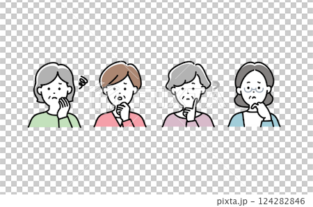 Illustration set of a worried senior woman 124282846