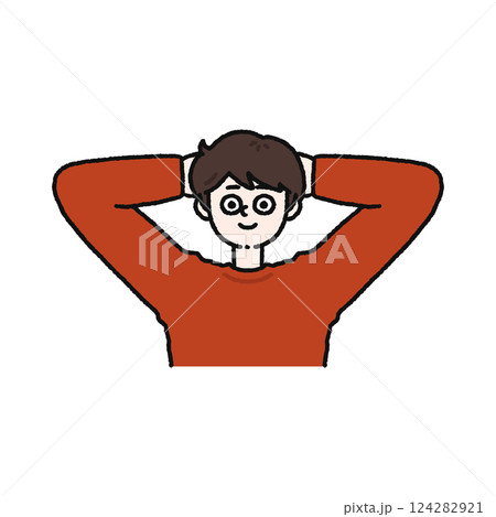 頭の後ろで手を組む男性 124282921