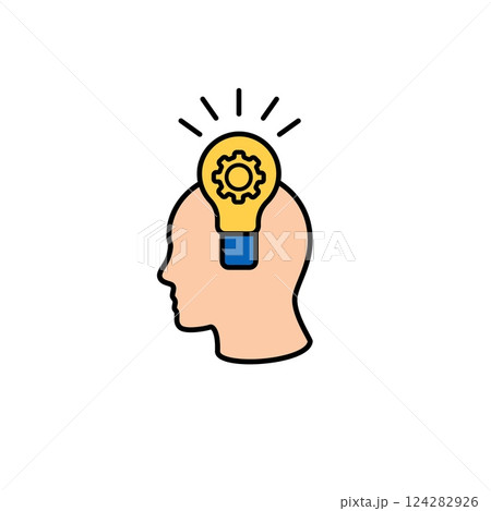 Human head silhouette with light bulb illustration signifying a bright idea concept 124282926