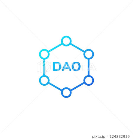 Dao network icon with hexagon and connections for decentralized autonomous organizations 124282939