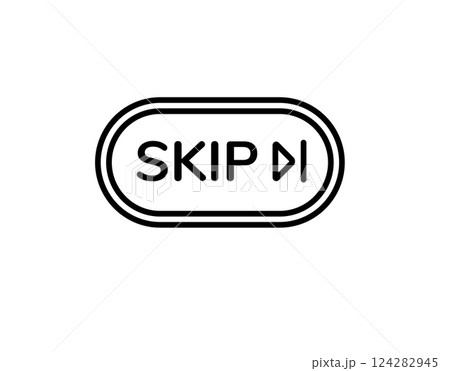 Play skip button icon with black outline and minimalist design elements 124282945