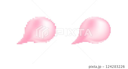 Pink speech bubbles with smooth gradient and pixel art appearance 124283226
