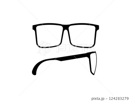 Classic black frame glasses in minimal design on a white background with shadow effect Classic black frame glasses in minimal design on a white background with shadow effect 124283279