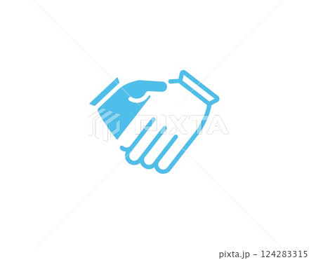 Blue handshake icon symbolizing agreement and collaboration in a simple digital style 124283315