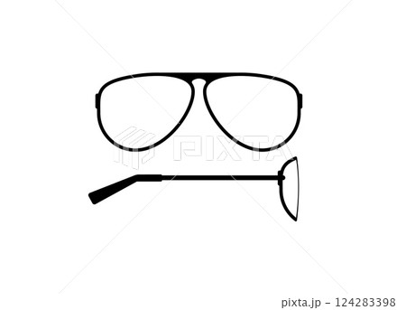 Black modern glasses on a white background for vision and style representation 124283398