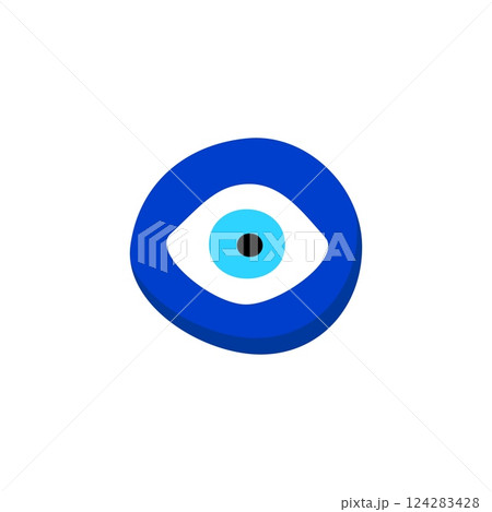 Abstract eye-inspired symbol featuring blue and white color with simple minimalist design 124283428