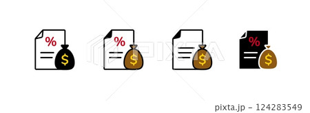 Financial symbols with money bags and percentage signs for business and economy concepts 124283549
