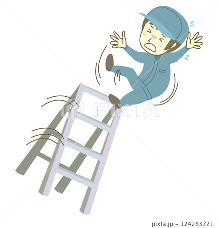 脚立から落ちる男性作業員 124283721