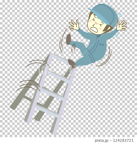 脚立から落ちる男性作業員 124283721