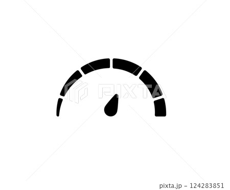 Speedometer icon showing moderate speed with black dial and needle pointing right 124283851