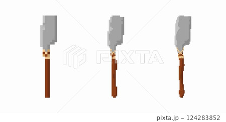 Pixel art feather duster in different angles reveals simple design and clean functionality 124283852