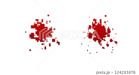 Abstract red pixelated splashes highlighting digital design and modern artistic expression 124283876