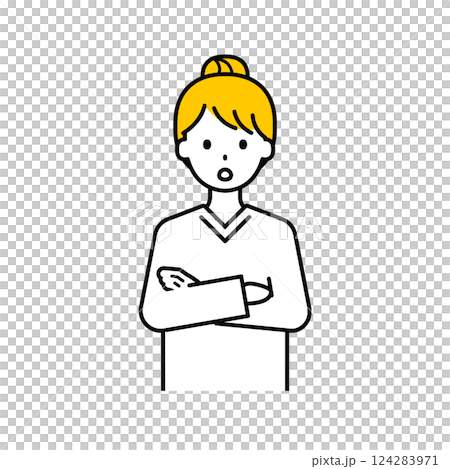 上半身のポーズ_シンプルな大人の女性11 124283971