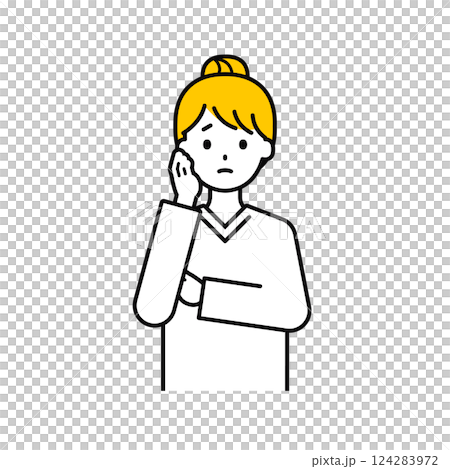 上半身のポーズ_シンプルな大人の女性12 124283972