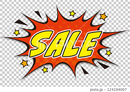 Illustration of American comic book style sale lettering 124284007