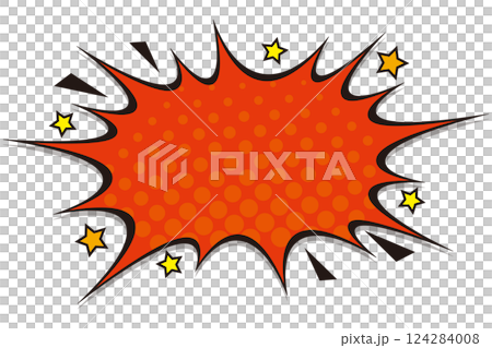 An illustration of a pop explosion speech bubble in the style of American comics 124284008