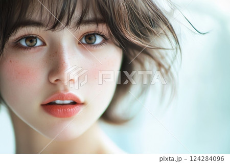 20歳の日本美少女が魅せる優美なポートレート、自然な輝きと魅力的な表情 124284096