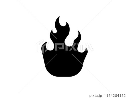 Black flame icon simple fire symbol on a plain background Black flame icon simple fire symbol on a plain background 124284132