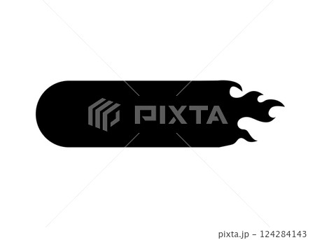 Black and white silhouette of a sausage with bite on plain background 124284143
