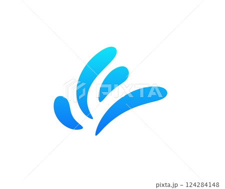 Abstract blue wave icon in minimal style with smooth gradient design elements 124284148