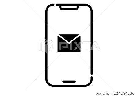 メールのアイコンが表示されたスマホのイラスト メールのアイコンが表示されたスマホのイラスト 124284236