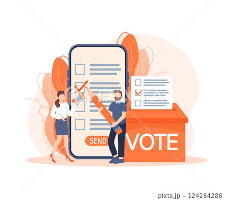 Cartoon icon. Cartoon character. Flat vote people for concept design. Poster design. Cartoon icon. Cartoon character. Flat vote people for concept design. Poster design. 124284286