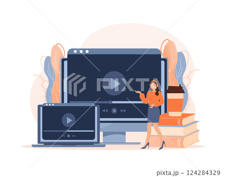 Live webinar people, great design for any purposes. Web design. Vector illustration. 124284329
