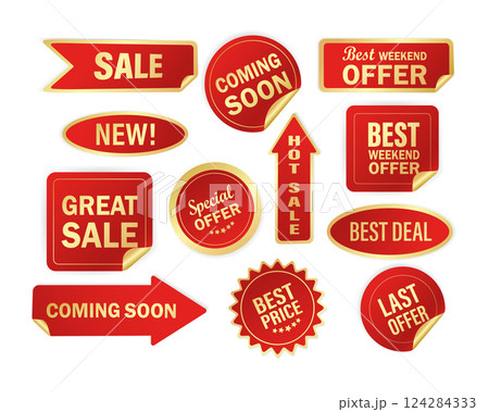 Modern red special sale, best and special offer and special discount stickers, great design for any purposes. Vector illustration. 124284333
