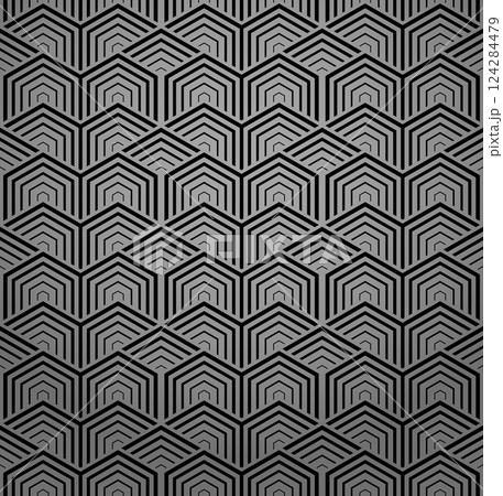 Abstract geometric pattern with stripes, lines. Seamless vector background. Gray and black ornament. Simple lattice graphic design Abstract geometric pattern with stripes, lines. Seamless vector background. Gray and black ornament. Simple lattice graphic design 124284479