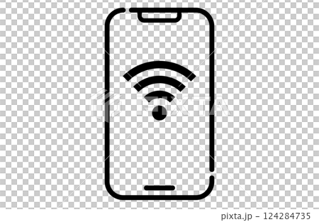 Wi-Fi radio wave icon displayed on smartphone Wi-Fi radio wave icon displayed on smartphone 124284735