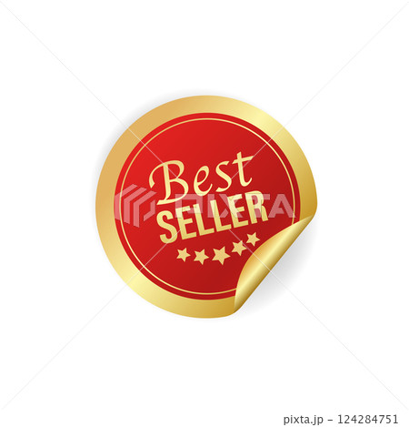 Modern red best seller stickers, great design for any purposes. Vector illustration. 124284751