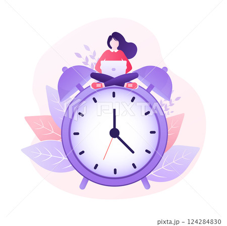 Flat time management for report design. Isometric vector illustration. Time management. Flat vector illustration. Organize agenda. 124284830