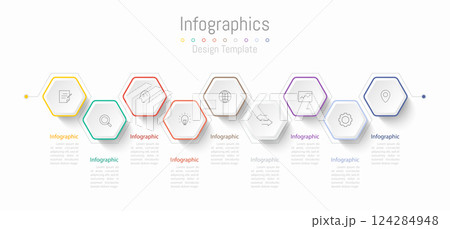 Infographic 9 options design elements for your business data. Vector Illustration. 124284948