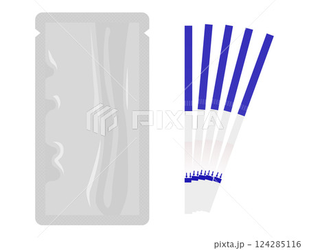 Ovulation test strips showing LH surge, predicting fertile window. 124285116