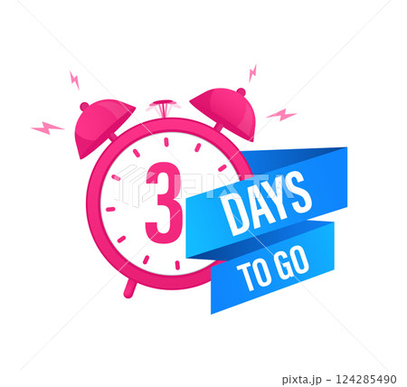 3 day to go in modern style. Special offer badge. Web design. Sale tag. Vector illustration. 124285490