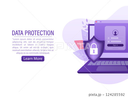 Network security antivirus vpn privacy. User icon vector. Data protection. Data secure. Icon for concept design. Isometric vector. Personal protection. 124285592