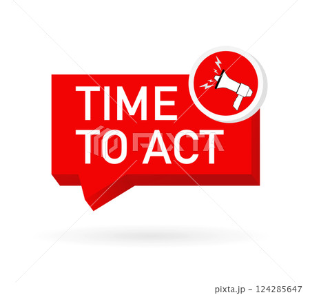 Act now megaphone. Icon with act now megaphone for concept design. Vector illustration. 124285647