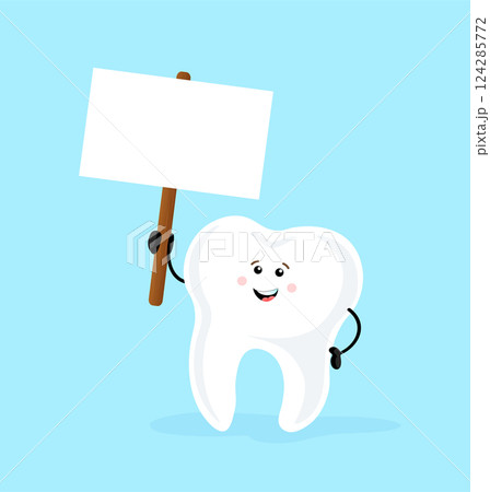 Teeth cartoon, great design for any purposes. Flat cartoon cleaning teeth vector illustration. Funny character. 124285772